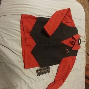 Boys red dress shirt and vest